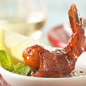 Barbecue Bacon-Wrapped Shrimp with Basil Stuffing