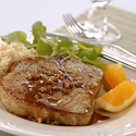 Braised Pork Chops with Orange-Mustard Sauce